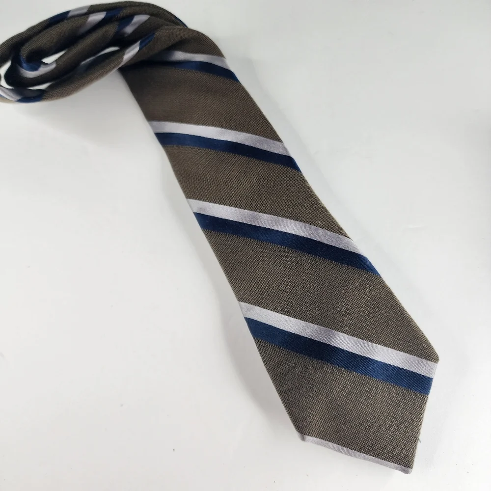BLACK BROWN 1826 Brown & Blue Stripe Tie.